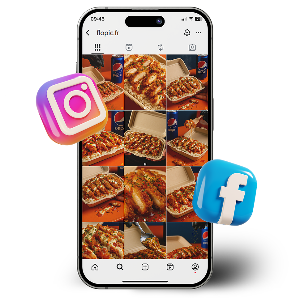 Création de visuels pour les réseaux sociaux Des visuels adaptés aux formats des réseaux sociaux pour présenter vos offres, ou annoncer vos actualités par un feed renforçant la cohérence de votre communication numérique.
